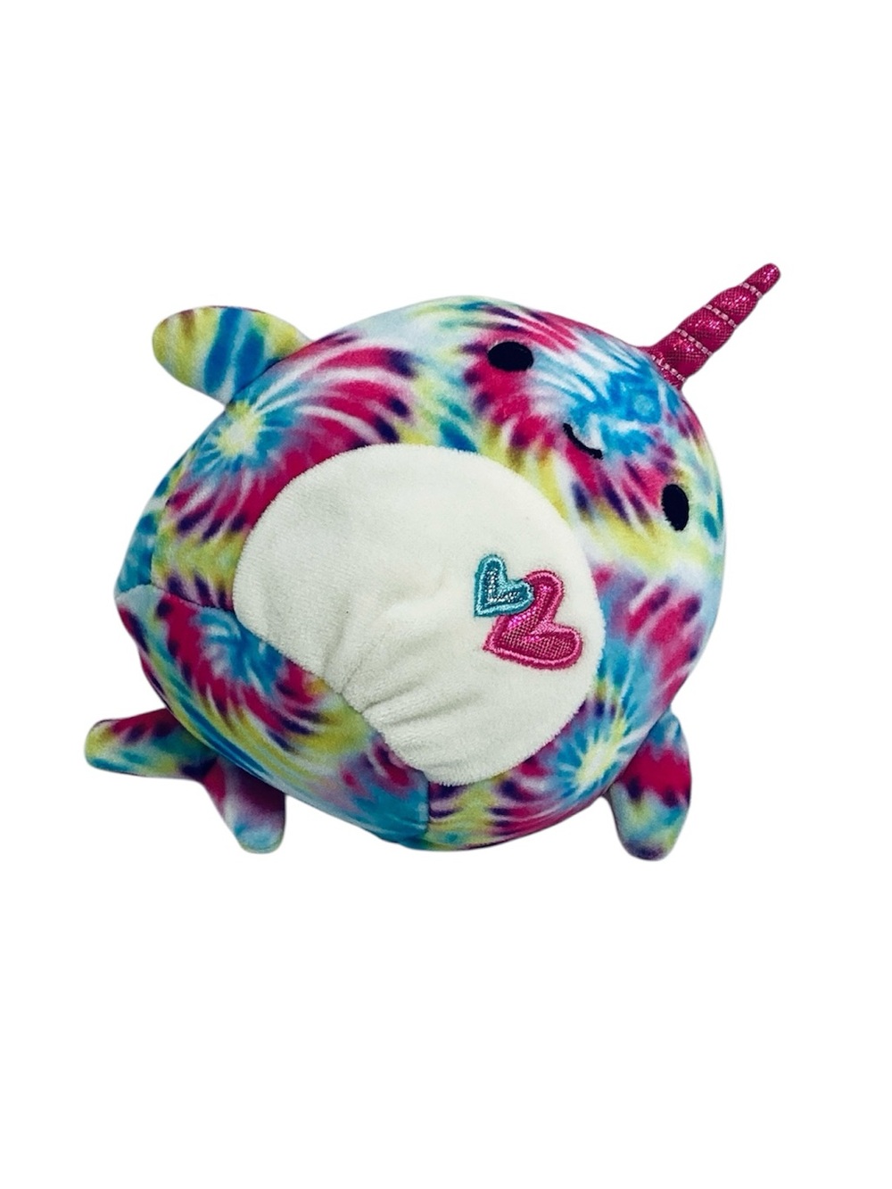🦋 FREE with any purchase ⭐️ Squishmallow Tie-Dye Narwhal Plush with Heart Patch